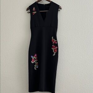 Zara Black Dress with Colorful Floral Embroidery